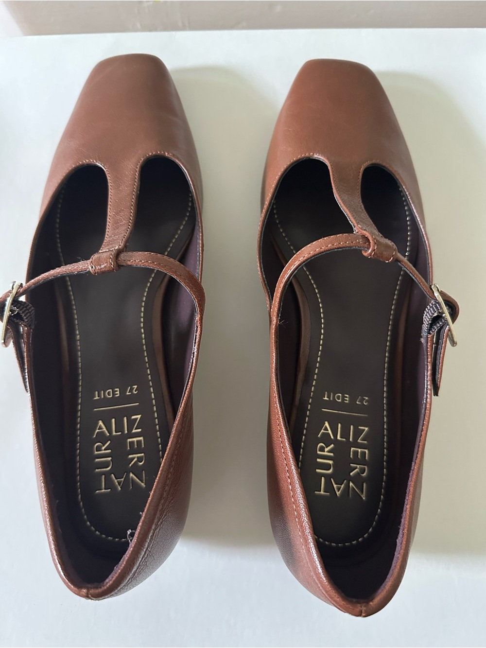 Naturalizer 27 EDIT Bella Caramel T-Strap Flats with Buckle - Picture 4 of 5